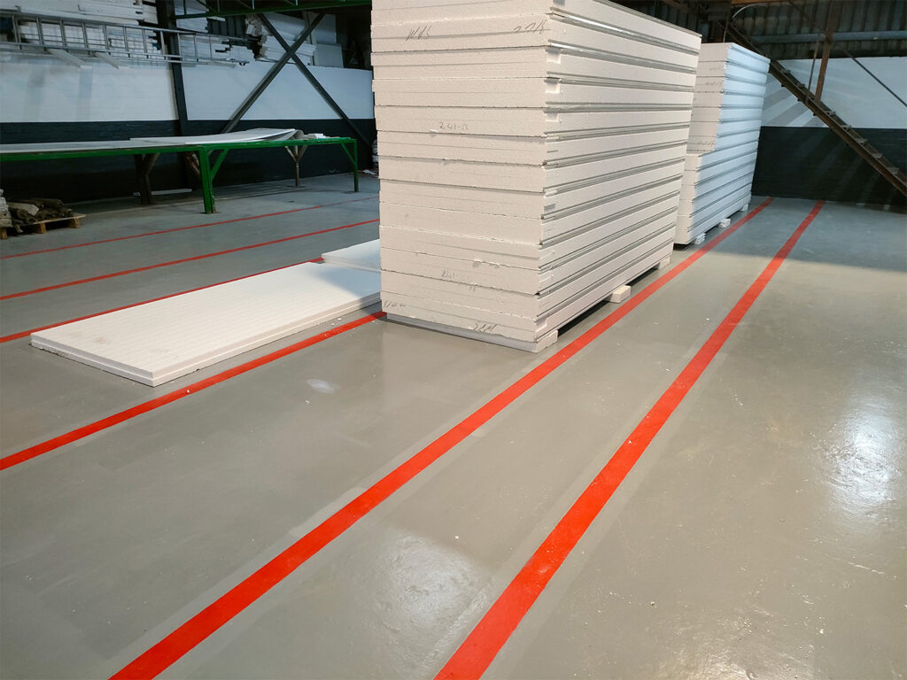 Polystyrene cold room panels on a warehouse
