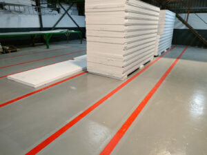 Polystyrene cold room panels on a warehouse