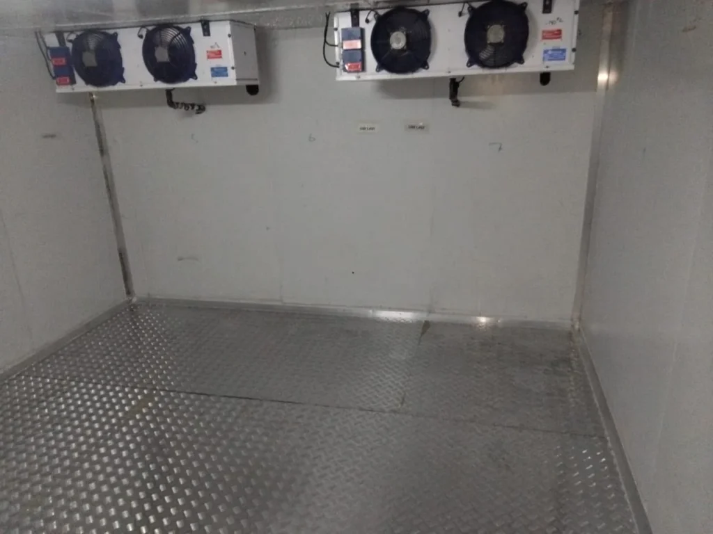 Twin evaporator units inside the Bin Rashied Diep River walk-in freezer