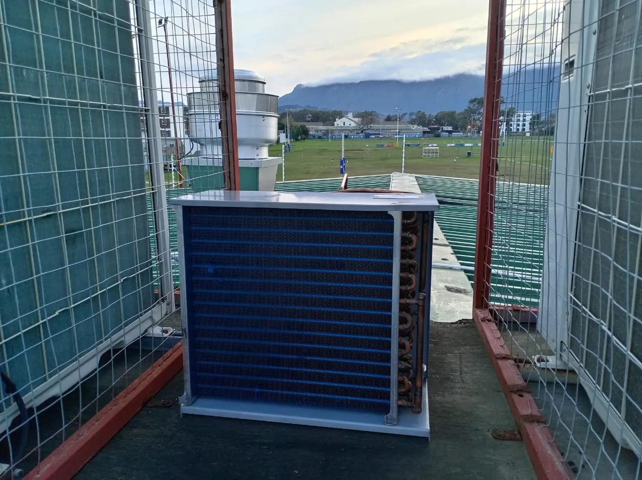 Rooftop condenser coil for the Bin Rashied Kenilworth cold room system