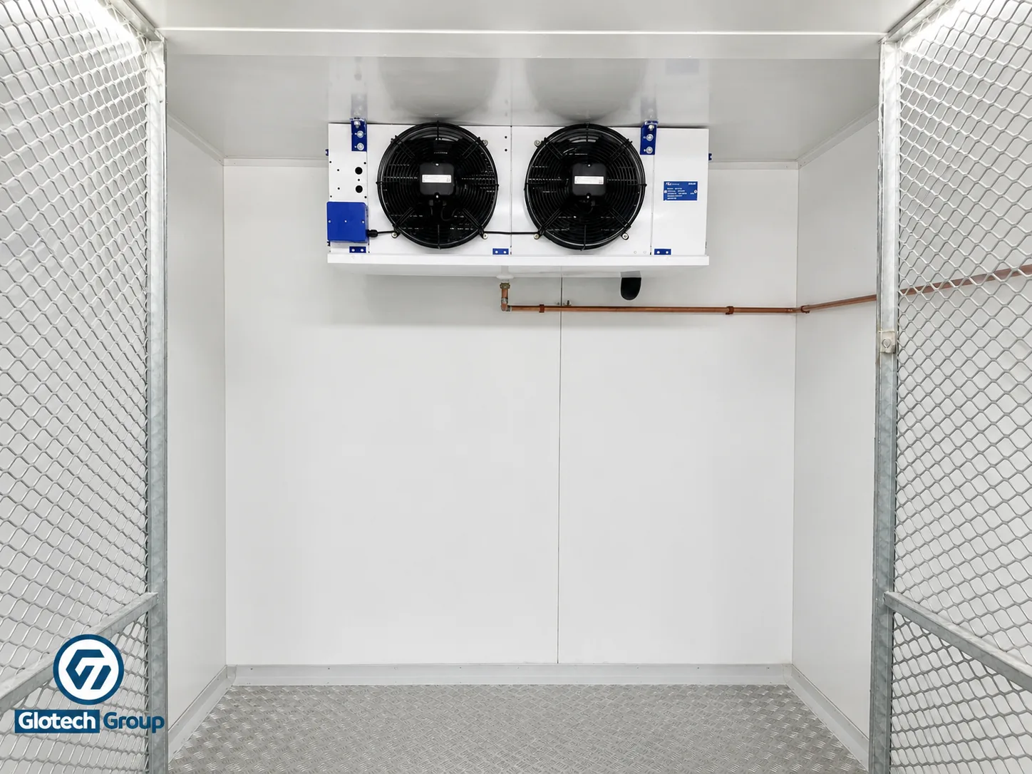 Cold room entrance and newly installed evaporator at Cattle Baron Table View