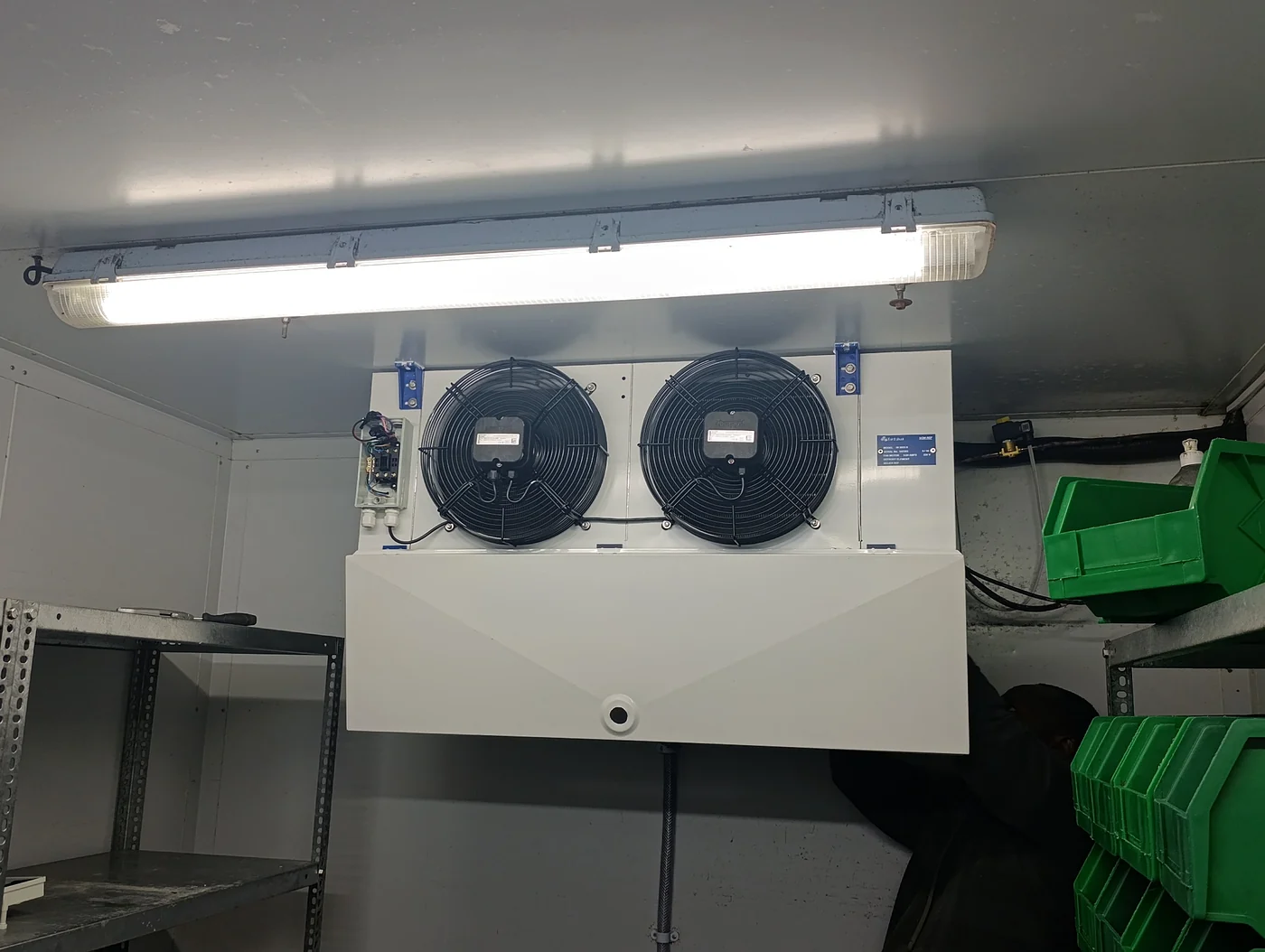 Commercial cold room evaporator installed during a restaurant refrigeration upgrade at De Grendel Wine Estate.