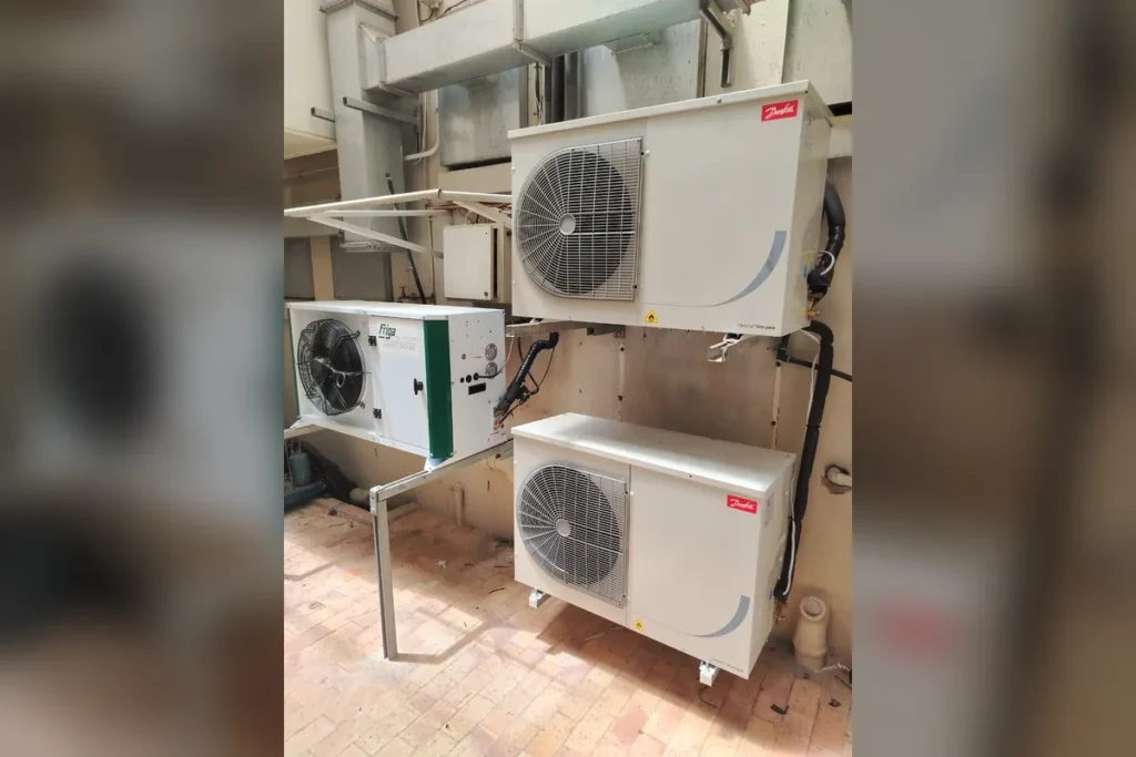 Danfoss and Friga condensing units for commercial cold room installation